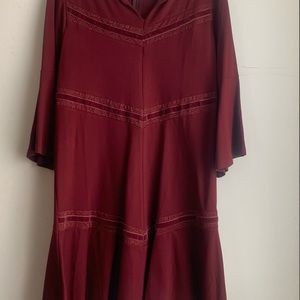 NWOT Suzanne Betro Burgundy Boho Dress 1X